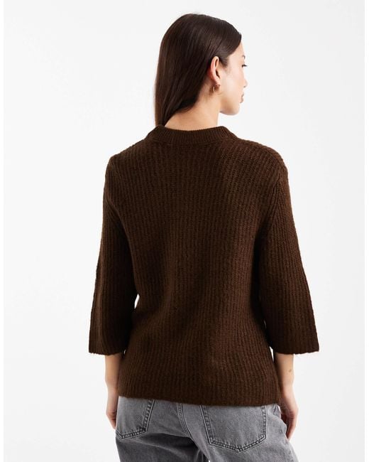 ASOS Brown Knit Sweater With Patch Pockets
