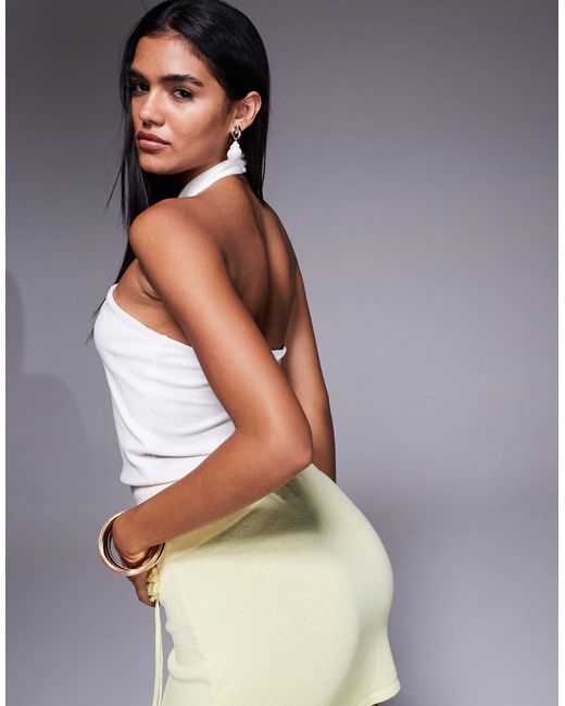 River Island White Shell Trim Halter Neck Top