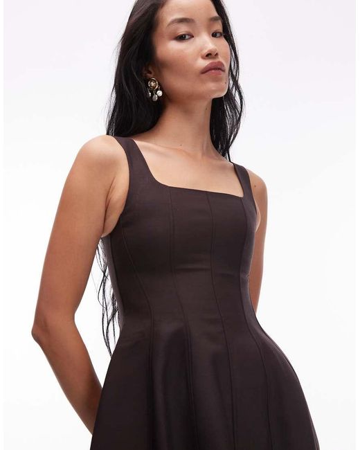 & Other Stories Black Square Neck Mini Dress With Full Hem