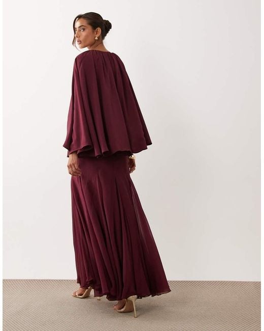 ASOS Red Full Volume Cape Maxi Dress With Godets