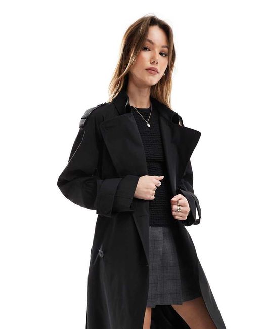 ASOS Black Longline Trench Coat