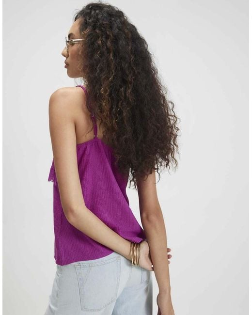 River Island Purple Ruffle Lace Trim Cami Top