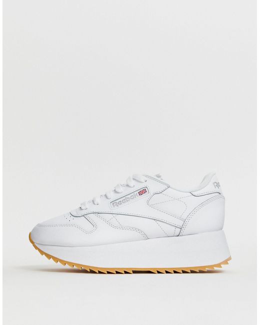 Reebok Classic Leather Double Trainers in White | Lyst Australia