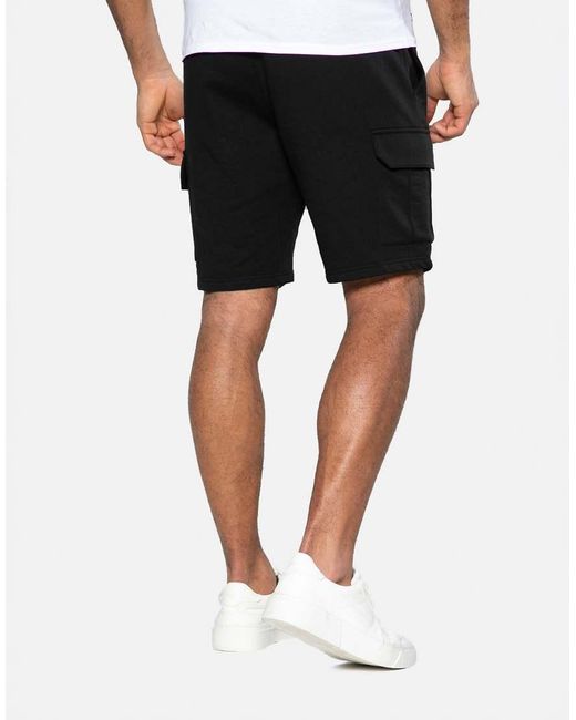 Threadbare Black Cargo Sweat Shorts for men