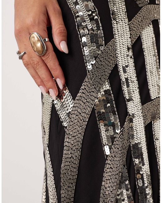 Jupe longue avec motif linéaire ornementé ARRANGE en coloris White