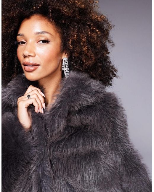 Grey pelted faux fur jacket hotsell