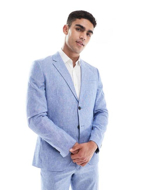 Jack & Jones Blue Premium Linen Blazer for men