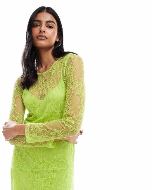 Object Green – langärmliges, transparentes maxikleid
