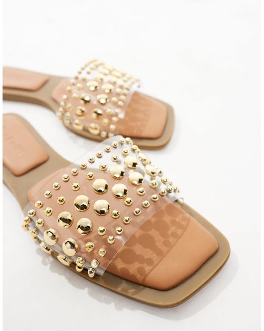 SEQWL Blue Honeysuckle Flat Sandal With Studded Strap