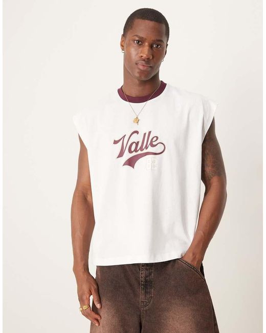 ASOS Oversized Rechte Tanktop Met Print Op De Borst in het White voor heren