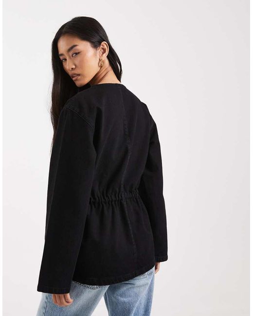 Giacca Di Jeans Multitasche Con Vita Stretta E Coulisse di ASOS in Black