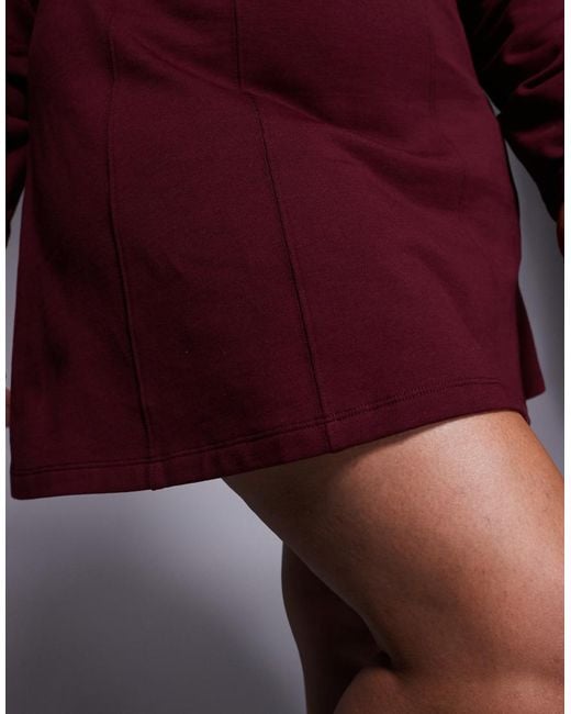 ASOS Red Asos Design Curve Corset Waist Cotton Mini Sweatshirt Dress