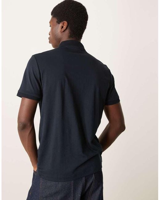 Polo Con Zip Corta di SELECTED in Blue da Uomo