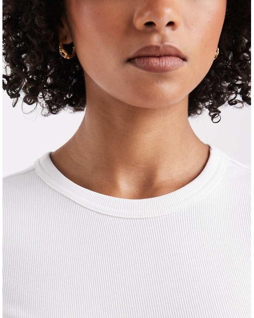 ONLY White Ribbed T-shirt