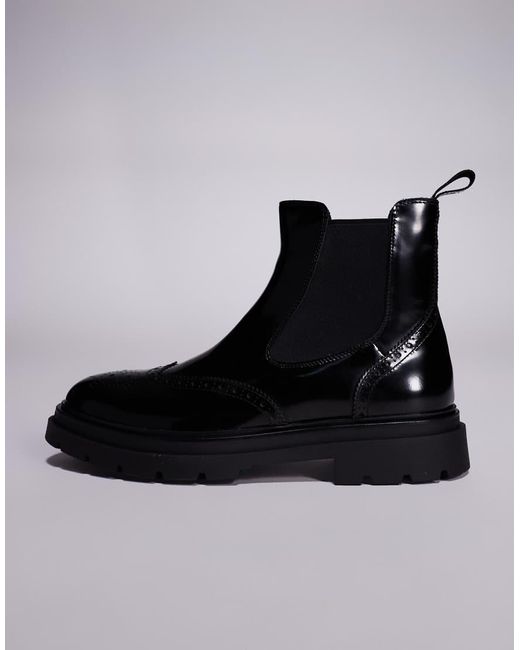 Steve Madden Blue Stancie Chelsea Boots With Brogue Detail for men