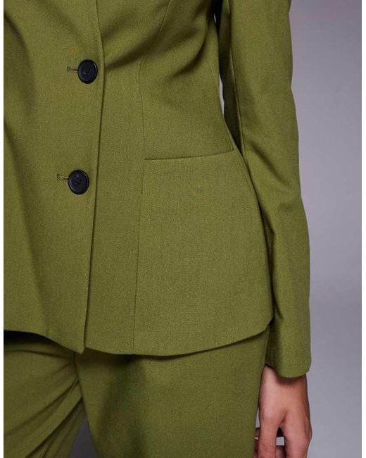 River Island Green Collarless Structured Blazer