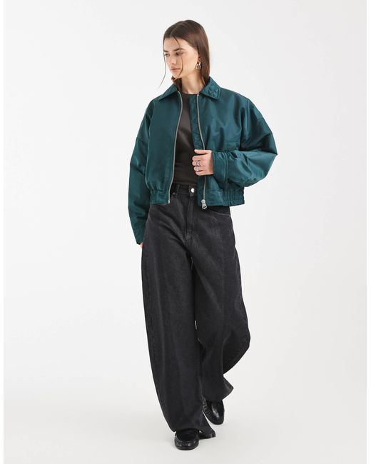 ASOS Blue Nylon Bomber Jacket