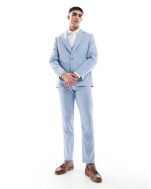 ASOS Blue Wool Blend Slim Suit Jacket for men