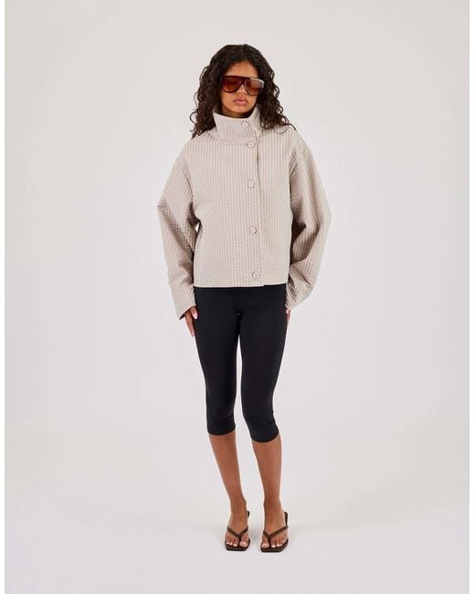 CERNUCCI White Crinkle Check Nylon Jacket