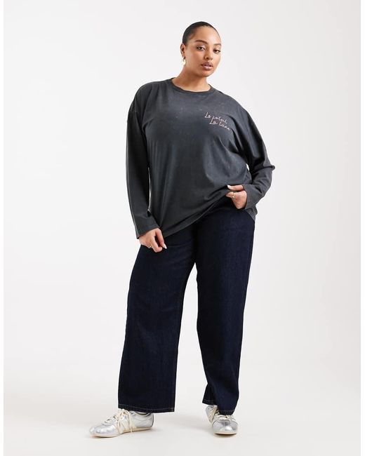 ASOS Black Asos Design Curve Long Sleeve T-shirt With Moon And Tiger Graphic