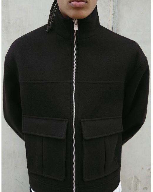 Veste coupe carrée avec fermeture éclair - texturé Bershka pour homme en coloris Black