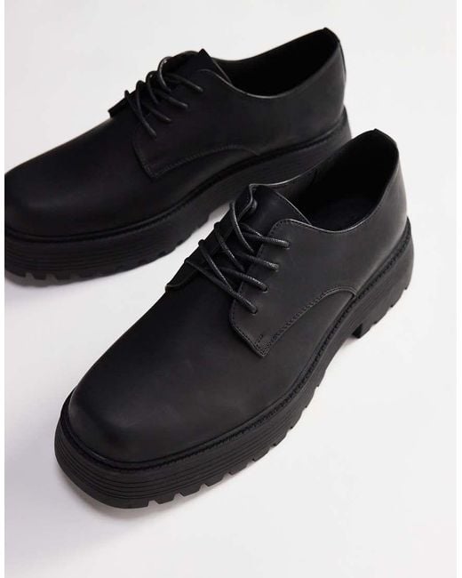 ASOS Black Chunky Lace Up Derby Shoes for men