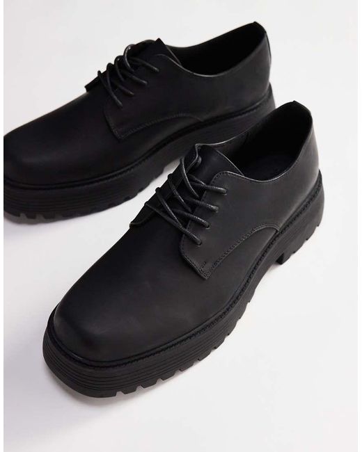 Scarpe Derby Stringate Con Suola Spessa Nere di ASOS in Black da Uomo