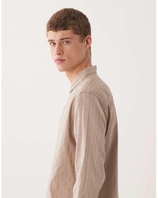 ASOS Natural Relaxed Revere Textured Shirt for men