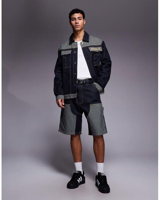 ICECREAM Blue Denim Trucker Jacket With Contrast Hickory Panel for men