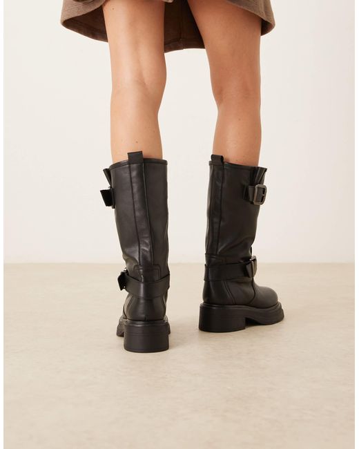 Cohen - bottes hauteur genou en cuir à boucles multiples ASOS en coloris Black