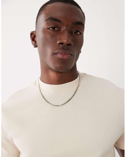ASOS Natural Slim T-shirt With High Neck for men