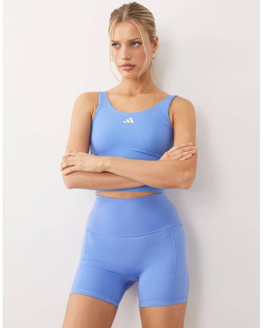 Adidas Originals Blue Adidas Sportswear Three Stripes Studios Booty Shorts