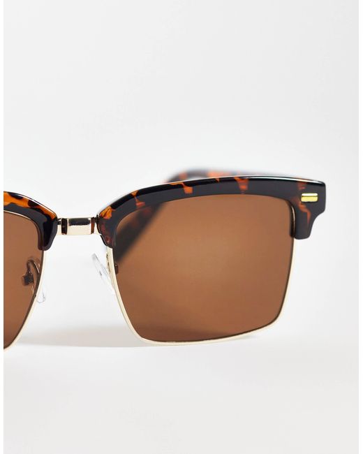 Only & Sons Brown Rectangle Sunglasses for men
