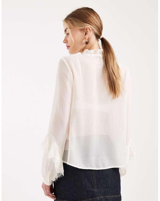 ONLY Blouse Met Ruches in het White