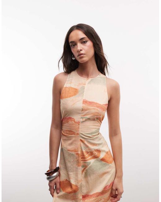 ASOS Natural Cotton Linen Waisted Maxi Dress