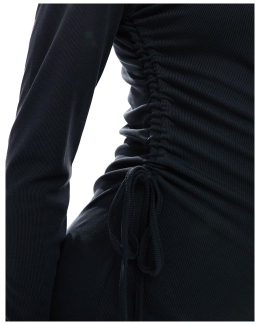 Vero Moda Black Ruched Tie Side Midi Dress