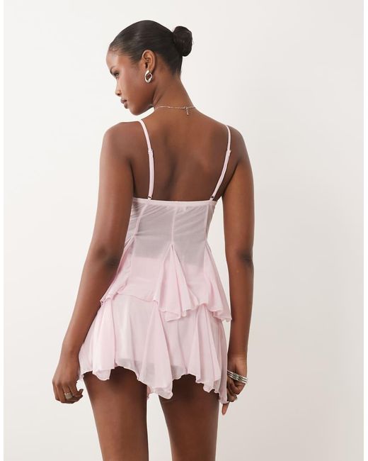 Missy Empire Pink Soft Chiffon Godet Hem Mini Skirt Co-Ord