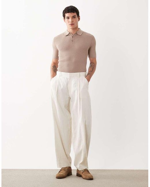 ASOS White Essential Muscle-fit Fine-rib Knit Polo for men