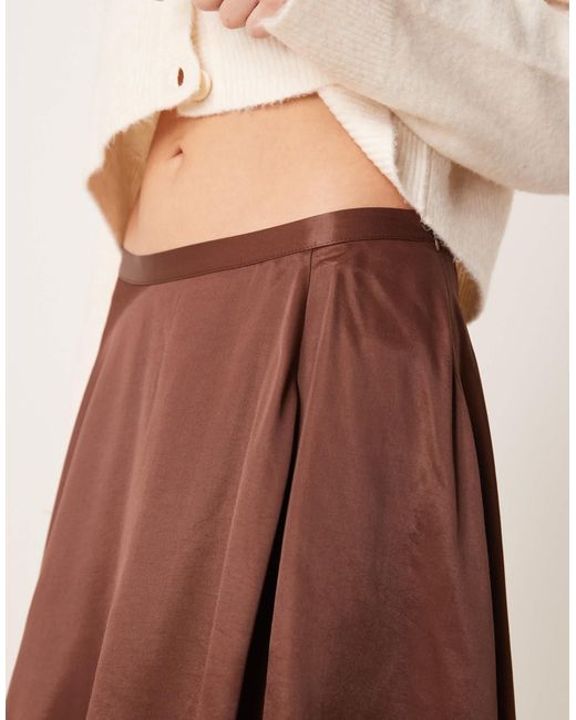 ASOS Natural Satin Asym Hem Midi Skirt