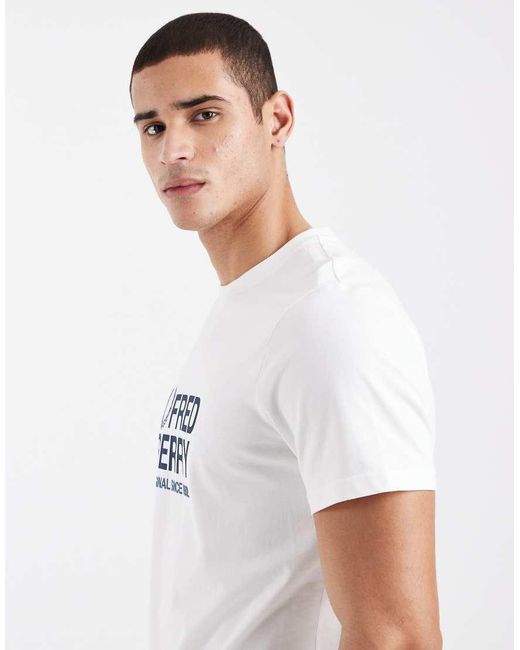 Fred Perry White Original Graphic Logo T-shirt for men