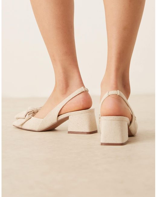 Asos Design Wide Fit Blue Symphony Bow Slingback Mid Block Heeled Shoes