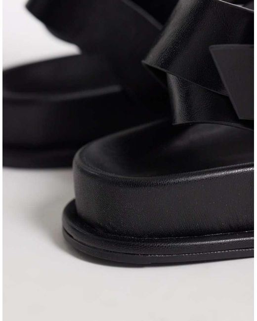 ASOS Black Fletcher Footbed Sandal With Metal Toe Loop