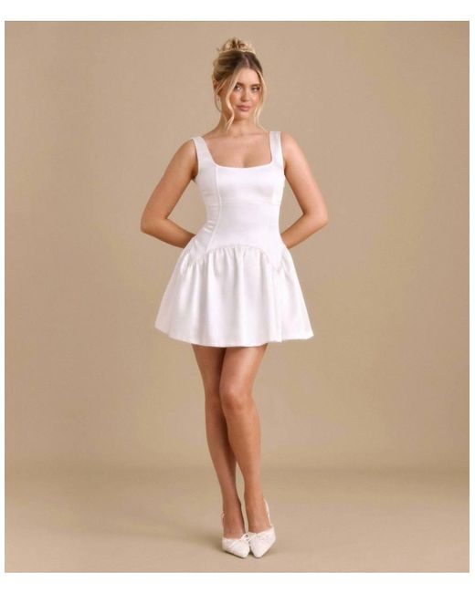 Six Stories Natural Scoop Neck Skater Mini Dress