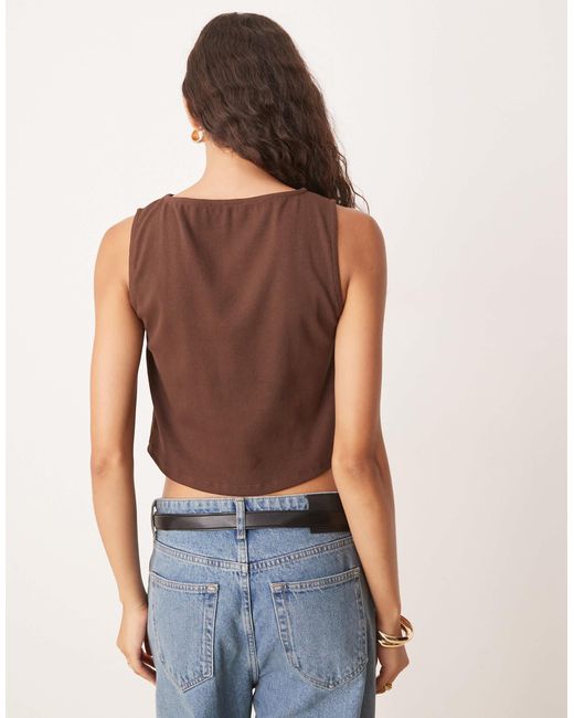 ASOS Natural Rib Asymmetric Button Through Top