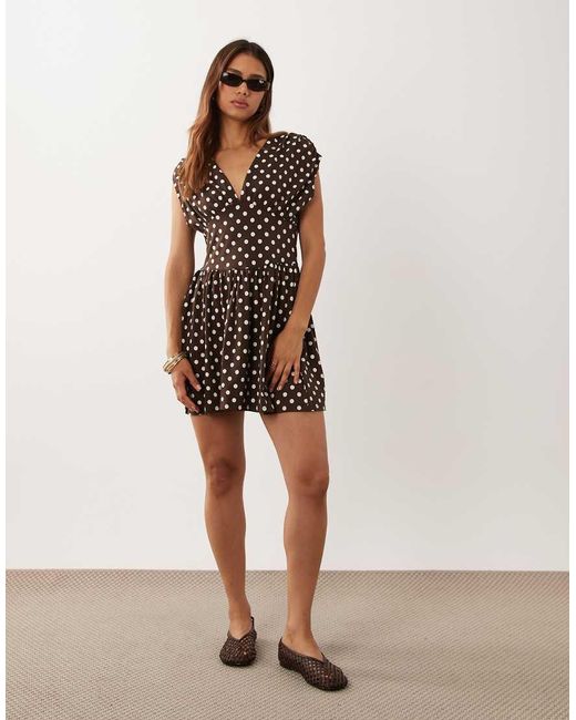 ASOS Natural Short Sleeve Cinched