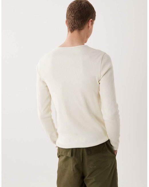 ASOS Natural Super Heavyweight Slim Long Sleeve Ribbed T-shirt for men