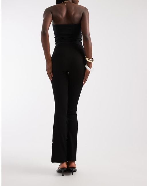 River Island Black High Waisted Rib Flare Leggings