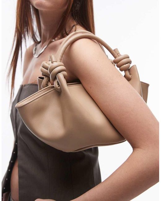 TOPSHOP Brown Gale Grab Bag With Knotted Handle Detail