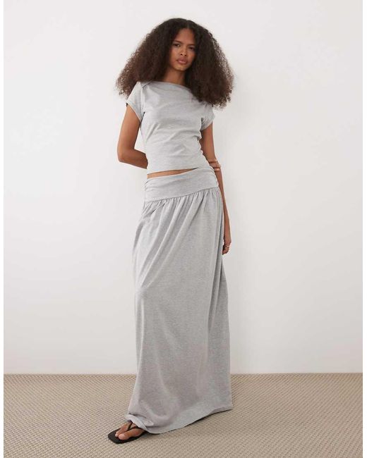 ASOS Gray Gathered Co-ord Maxi Skirt