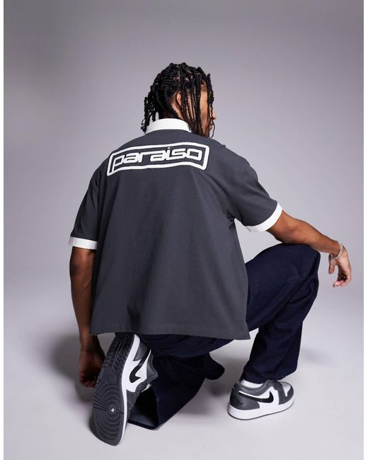 ASOS Blue Heavyweight Boxy Polo for men
